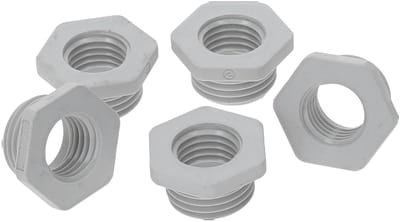 5 stuks Kalitec G6161200 verloopstukken M16/M12 kunststof lichtgrijs | Verloopstuk kabelwartel zeskant | M12 binnendraad | M16 buitendraad | IP68