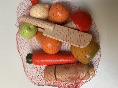 houten fruit en snijgroente -9 stuks - met mes- 4x klittenband