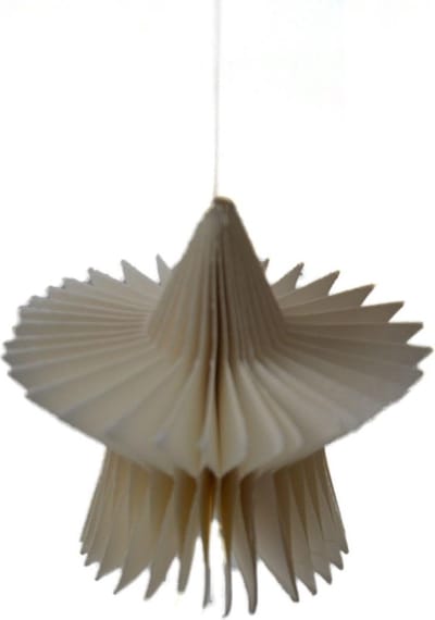 set van 2 - kersthanger - papieren ster honeycomb - ivoor - 7,5 cm - fairtrade