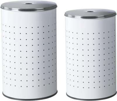 Wasmand Set - Kleding Opslag - Wassen Organiseren - Met Deksel - 2 Maten 54L 37L - Wit