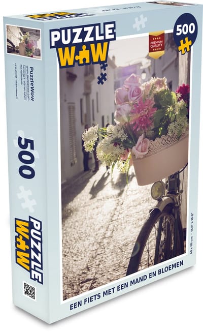 Puzzel Fiets - Mand - Bloemen - Legpuzzel - Puzzel 500 stukjes