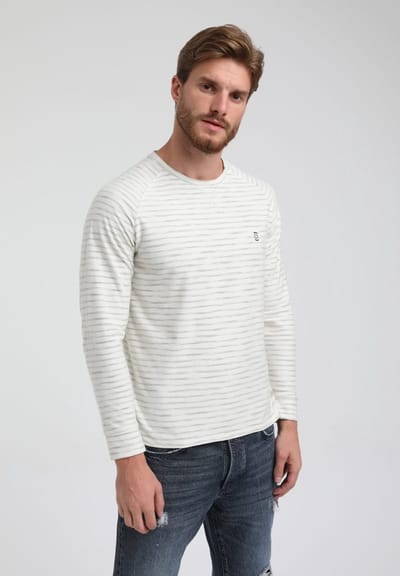 Gabbiano Trui Trui Met Streeppatroon 153512 Ecru Mannen Maat - XL