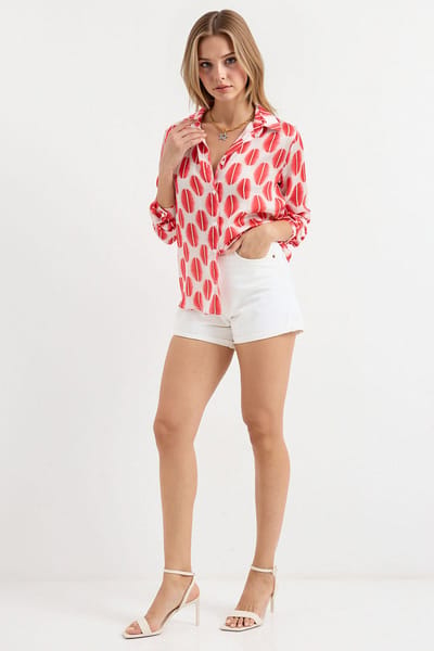 Satijnen Lange Mouw Knopshirt