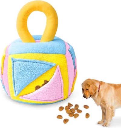 carmdering - Schnüffelwürfel - Intelligenzspielzeug Für Hunde - Plüsch Futterspielzeug - Verstecken Van Leckerlis - Stimuleert Natuurlijk Zoekgedrag - Zacht Filz-Materiaal - Veilig En Geurvrij - Ideaal Voor Kleine Tot Middelgrote Honden - 1 Stuk