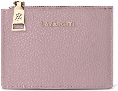 Lazarotti kaarthouder Bologna Leather Zip Etui 4 Card Slots Rose roze
