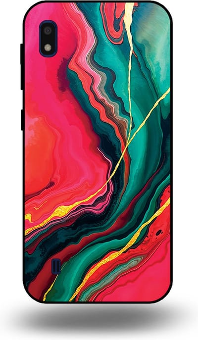 Smartphonica Telefoonhoesje Geschikt voor Samsung Galaxy A10 met Rood Groen Marmer Opdruk - TPU Backcover Case Red Green Marble Design geschikt voor Samsung Galaxy A10