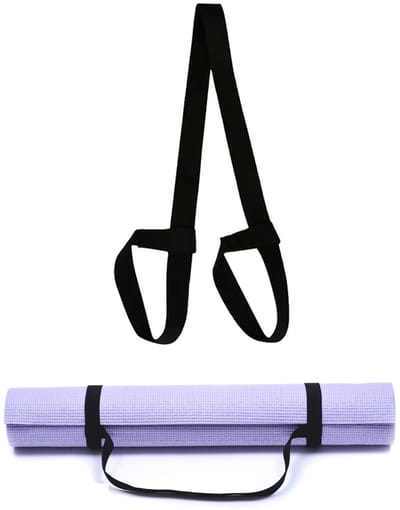 Allecto - Yoga Mat Strap - verstelbare schouderriem - voor yoga en pilates - fitness mat - comfortabele grip - geschikt voor alle matten - kleur zwart