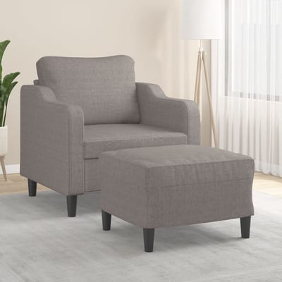 vidaXL - Fauteuil - met - voetenbank - 60 - cm - stof - taupe
