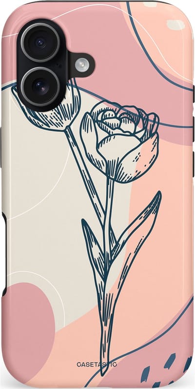 Casetastic hoesje geschikt voor Apple iPhone 17 - MagSafe - Dubbellaagse bescherming - Sierlijke tulp - Fashion Case - Lichtroze Lichtgrijs Perzik Zand
