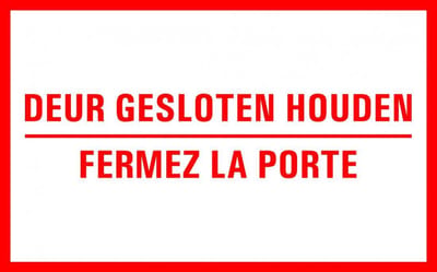 Deur gesloten houden bord met tekst - kunststof - NL & FRA 200 x 125 mm