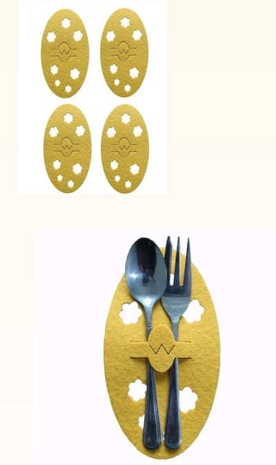 Akyol - Bestekhouder Pasen - 4 stuks - Bestek Hoesjes - Tafel Houders - Paas Decoratie - Versiering - konijn - goudkleurig bestekhouders - Paasdag - ei - Kippen - bestekhouder dieren