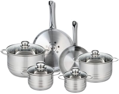 Set van 2 Koekenpannen 24 en 28 cm en 4 kookpotten 14, 16, 20 en 24 cm Elo Profi Brillant