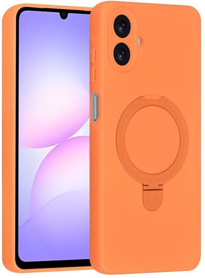 Telefoonhoesje geschikt voor Samsung Galaxy A07 4G - Magnetische Backcover met Ringstand - Geschikt voor MagSafe-accessoires - FuturiQ - Tangerine Orange