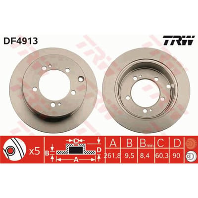 Remschijf TRW DF4913 achter, volledig, 1 Stuk