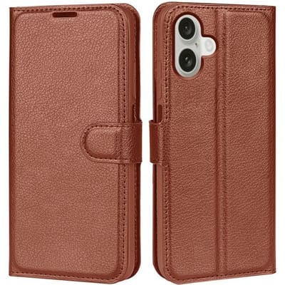 ShieldCase Book case geschikt voor de Apple iPhone 16 hoesje - Portemonnee hoesje met ruimte voor pasjes - bescherming voor zowel voorkant als achterkant - kunstlederen materiaal - telefoonhoesje met pasjeshouder (bruin)