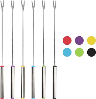 Bondoo fonduevorken 6 stuks 24 cm - fondue vorkjes - fonduevork- fondue vorkjes voor vlees - fonduevorkjes - fondue prikkers - fondue prikkers - fonduevorken set - kaasfondue vorkjes - RVS