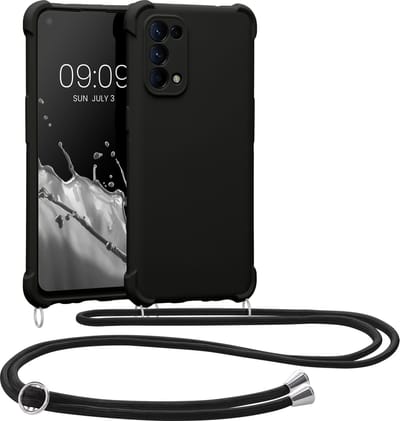 kwmobile telefoonhoesjegeschikt voor Oppo Find X3 Lite - Hoesje van siliconen met telefoonkoord - In zwart