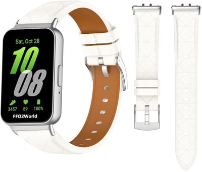 Stravo Luxe slank lederen bandje - geschikt voor Samsung Galaxy Fit 3 - Elegant slank leren horlogebandje - Leer - Wit