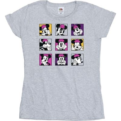 Disney Dames/Dames Minnie Mouse Vierkantjes Katoenen T-Shirt (Sportgrijs)
