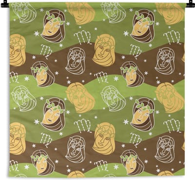 Wandkleed - Wanddoek - Virgo - Zodiac - Patroon - 180x180 cm - Wandtapijt