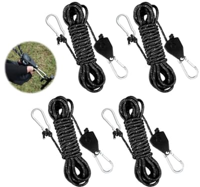 Set van 4 reflecterende tentlijnen met spanners - Verstelbaar, 4 meter - merkloos