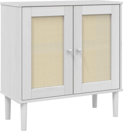 vidaXL - Dressoir - SENJA - 80x35x80 - cm - rattan - look - massief - grenenhout - wit