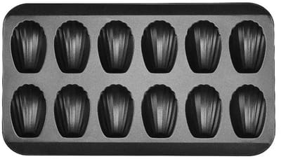 WiseGoods Premium Madeleine Bakvorm - 12 Schelp Bakvormen Cakejes - 7.5 X 5 - Bakken - Koken - Kookgerei - Keukengerei - Grijs