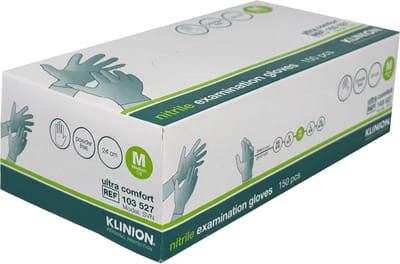 Klinion Personal Protection Ultra Comfort - Handschoenen - Nitril - Poedervrij - Maat M (Medium) - Wit - 150 stuks