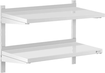 Roestvrij Stalen Wandbord met 2 Planken 40 x 80 cm – Keukenrek voor Professioneel Gebruik