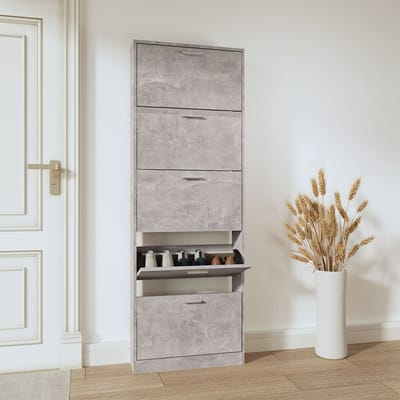 vidaXL - Schoenenkast - 59x17x169 - cm - bewerkt - hout - betongrijs