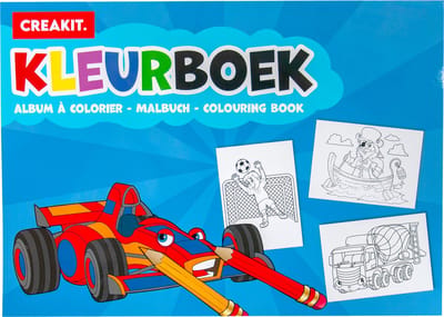 CREAKIT. Kleurboek Voor Kinderen – A4 Formaat – 24 Kleurplaten – 120 gram – Wit papier – Blauw