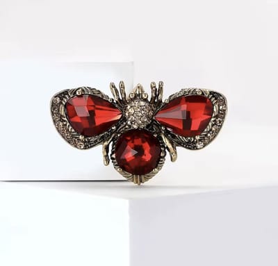 Borasi Rood Bijen Broche | Zirkonia Stenen | Broches | Roestvrijstaal | Dames Sieraden | Dames Accessoires |