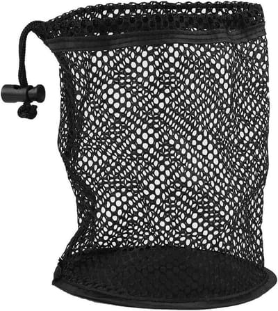 Draagbare zwarte mesh nylon golfbal tas met trekkoord voor 25/50 golfballen opslag en accessoires