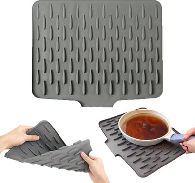 Afdruipmat voor gootsteen 40 x 32 cm - hittebestendig TPR - antislip - voorkomt spatten - ShopVlot