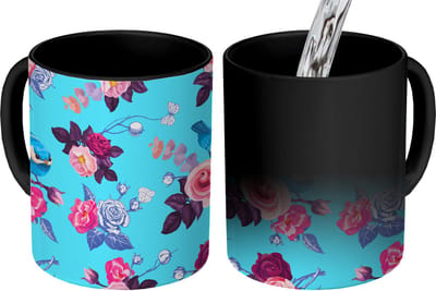 Magische Mok - Foto op Warmte Mokken - Koffiemok - Vogel - Bloemen - Patronen - Magic Mok - Beker - 350 ML - Theemok