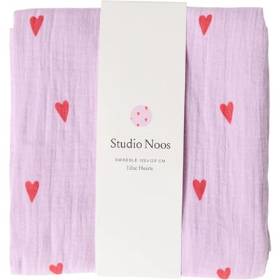 Studio Noos hydrofiele doek lila hearts 120 x 120