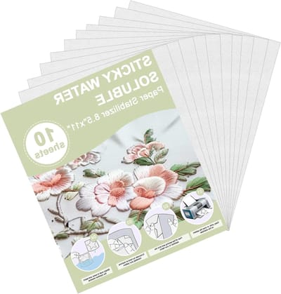 Wateroplosbare Borduurvlees 28 x 21,5 cm, Printbaar Borduurpapier voor Handgeschilderde en Geborduurde Creaties, Verpakking van 10 Stuks