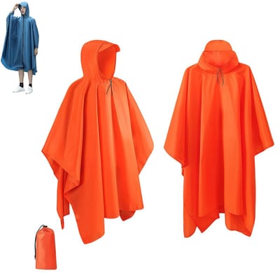 KZQ Waterdichte regenponcho met opbergtas sneldrogend winddicht unisex one size oranje voor fietsen