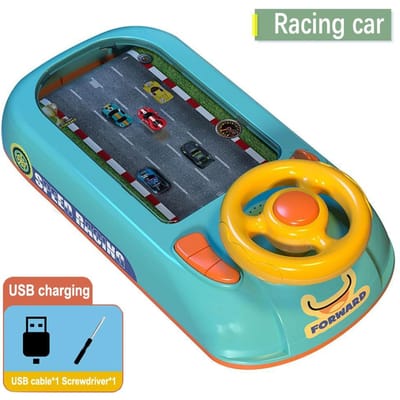 Jeu d'aventure électronique de voiture de course, jouet de conduite au volant, véhicules de simulation pour enfants avec son musical, cadeau pour bébé black