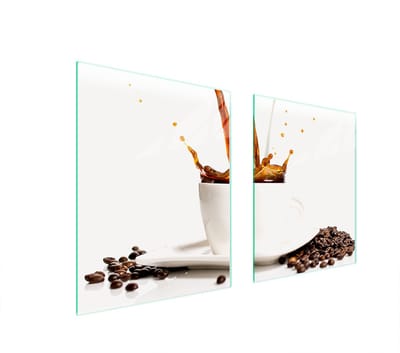 TMK ArtDeko Serie - Glazen Beschermplaat - Koffie Design - 85x52 cm - Veilig voor Alle Fornuizen