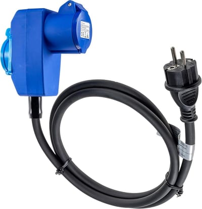 CEE Adapter Kabel 1,5m Hoekstekker naar Geaard Stopcontact 16A IP44 voor Camping Caravan Boot