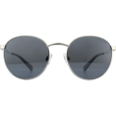 Polaroid ronde unisex palladium grijze zilveren spiegel gepolariseerde zonnebril