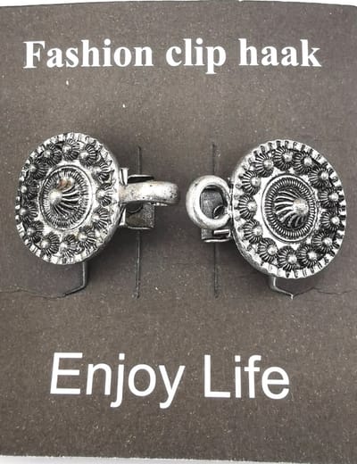Vestsluiting - clip met haakje - Zeeuwse knoop - voor - vest - sjaal - omslagdoek in kleur antiek zilver look.