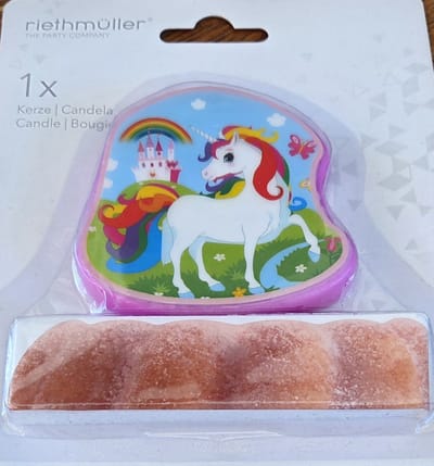 Verjaardagstaartkaars Eenhoorn Meisjes 7 Cm Wax