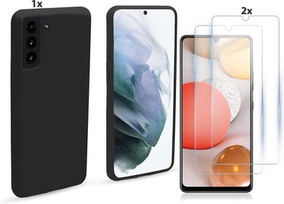 Hoesje Geschikt Voor Samsung Galaxy S21 Plus Hoesje Soft Nano Silicone Backcover Gel Zwart Met 2x Glazen Screenprotector