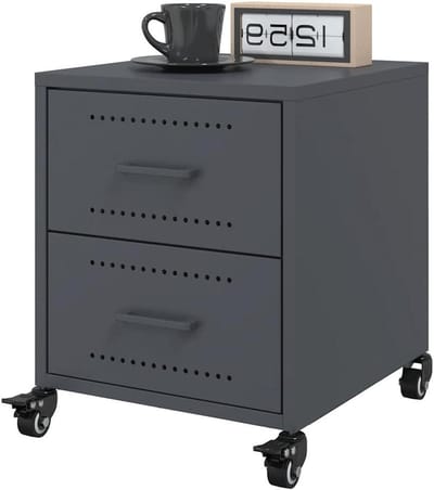Nachtkastjes Set - Bijzettafels - Opbergen Slaapkamer - Met Wielen - 36x39x43.5 cm - Antraciet