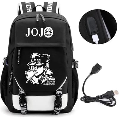 Anime JOJO Jonathan Joestar Golden Experience Rugzak Schooltas met USB-poort Laptopvak voor Jongens Meisjes Reistas 12 inches