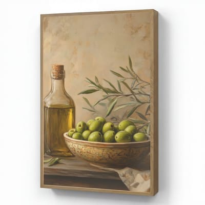 Wandlamp 60x90 cm - Oplaadbaar - Olijven - Stilleven - Vintage - Wandlampen binnen woonkamer - Slaapkamer lamp - Decoratieve nachtlamp - Vloerlamp draadloos
