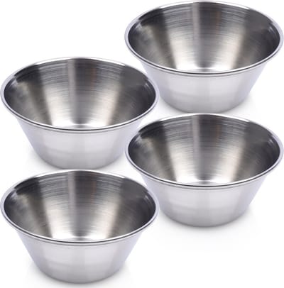 Dipschaaltje Edelstaal 6 cm, 40 ml 4 stuks - Dompelkom - Dipschalen - Snackkommen - Kleine Kom voor Dipsauzen en Snacks