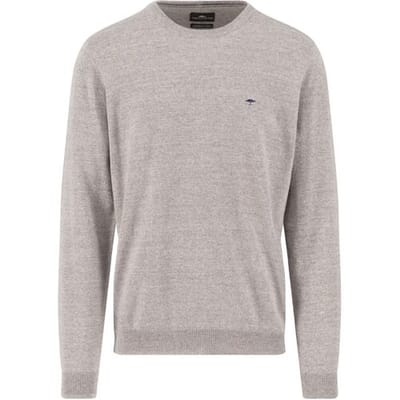 Fynch-Hatton Trui Supersoft Touch O-Neck Cotton Wool Blend Light Taupe / male